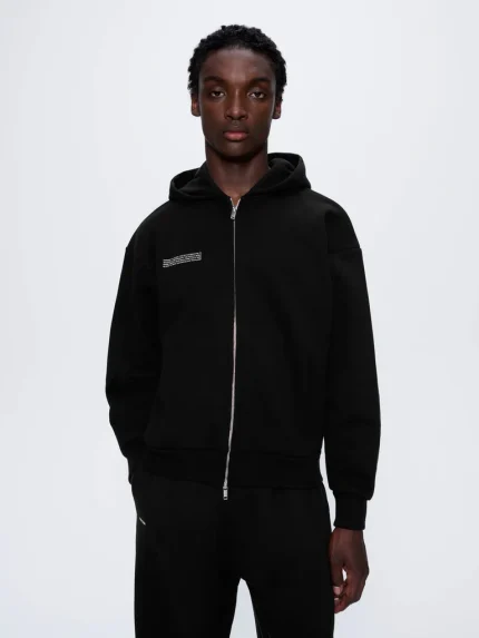 Mens 365 Heavyweight Two-Way Zip-Through Hoodie - Black