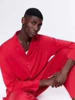 Mens 365 Lightweight Long Pyjama Set - Goji Red