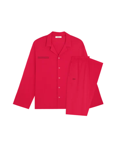 Mens 365 Lightweight Long Pyjama Set - Goji Red