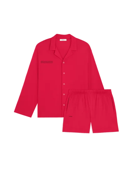 Mens 365 Lightweight Short Pyjama Shorts Set - Goji Red