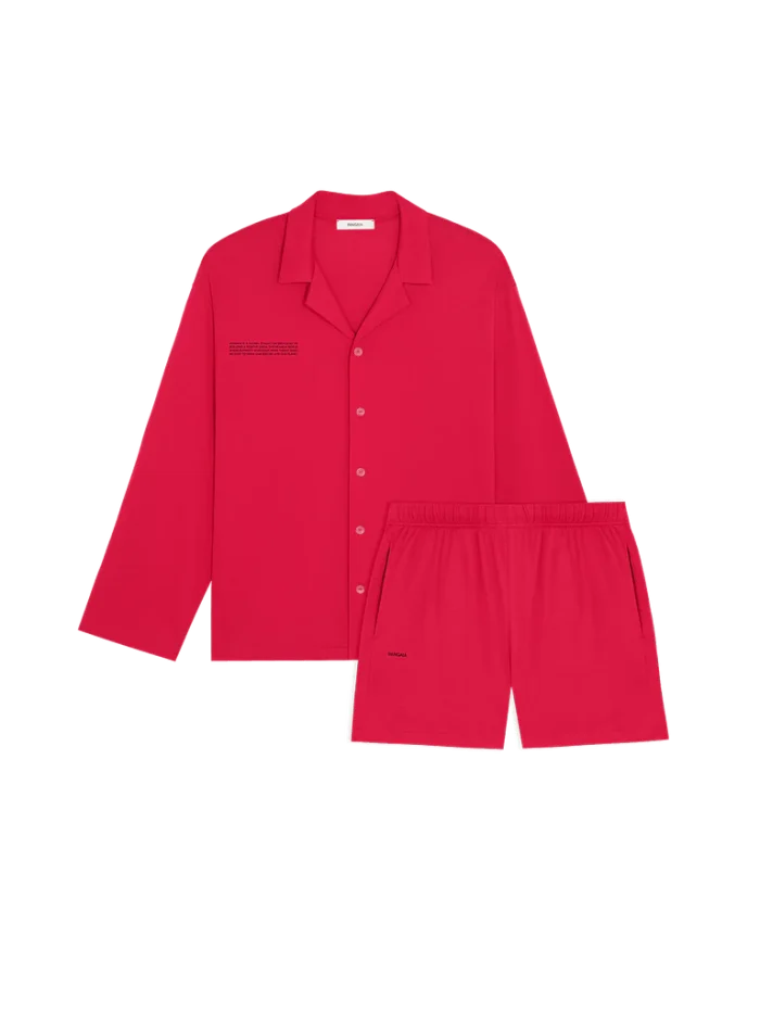 Mens 365 Lightweight Short Pyjama Shorts Set - Goji Red