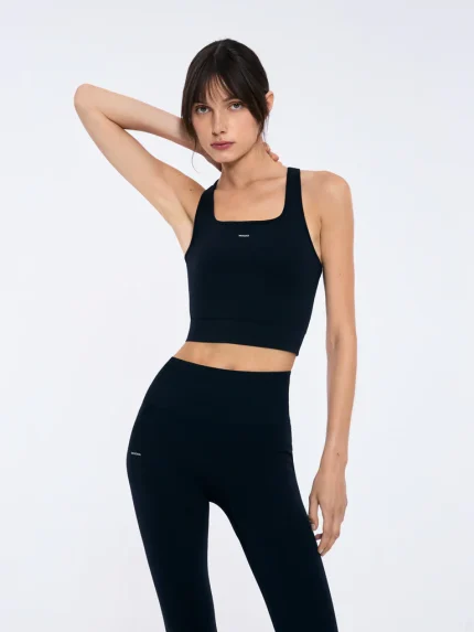 Womens 99% Bio-Based Compressive Ribbed Tank Top - Black