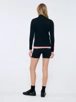 Womens 99% Bio-Based Zipped Long Sleeve Top - Black