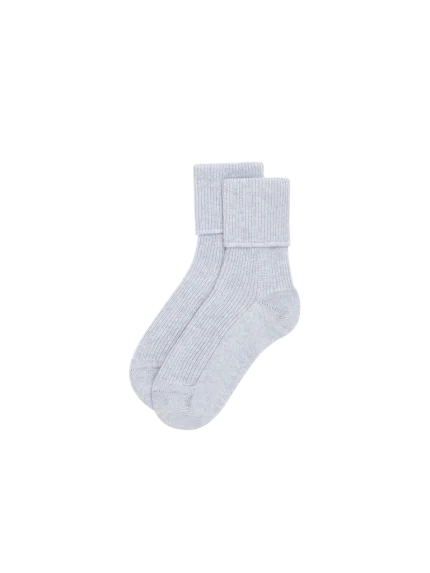 Cashmere Ribbed Ankle Socks - Grey Marl