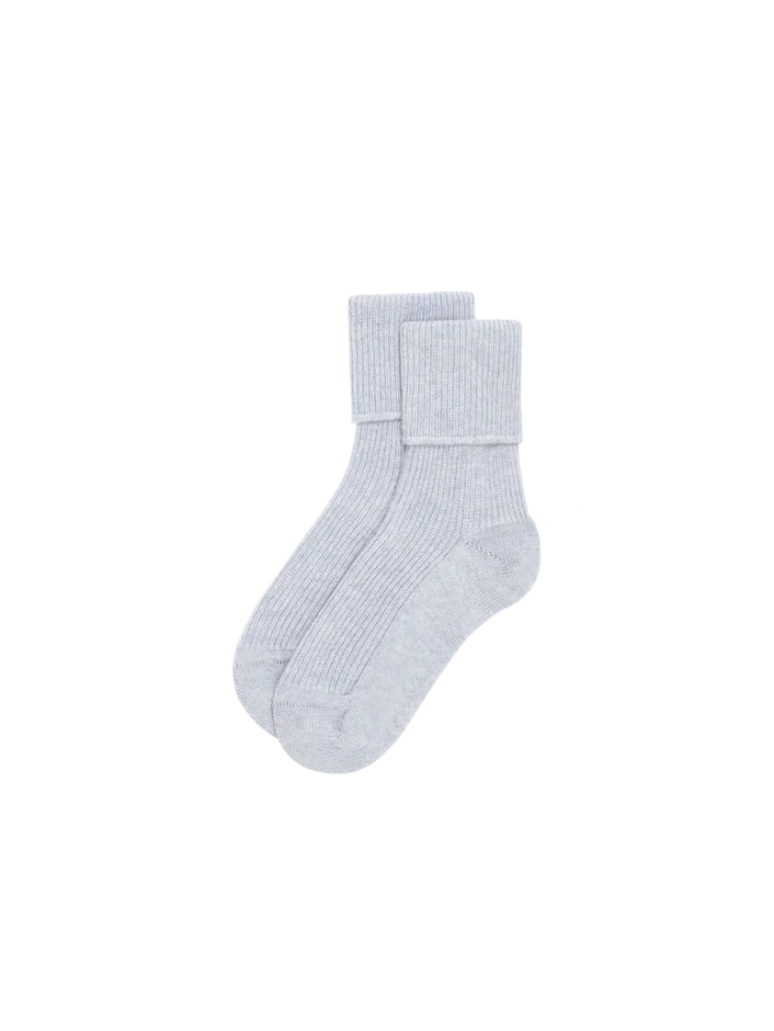 Cashmere Ribbed Ankle Socks - Grey Marl