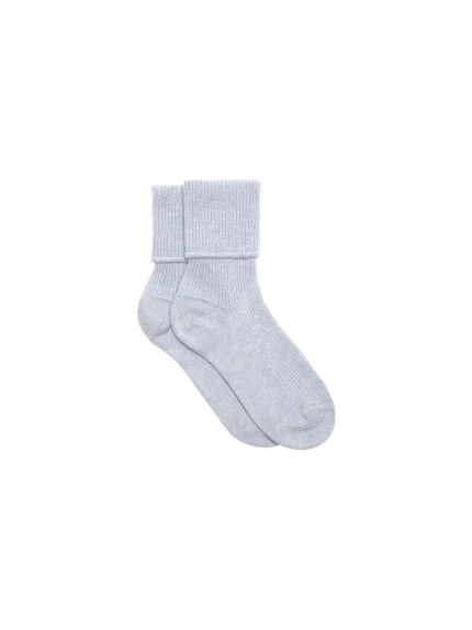 Cashmere Ribbed Ankle Socks - Grey Marl