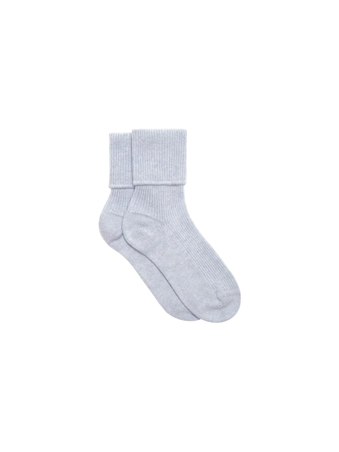Cashmere Ribbed Ankle Socks - Grey Marl