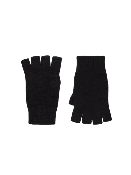 Cashmere Fingerless Gloves - Black