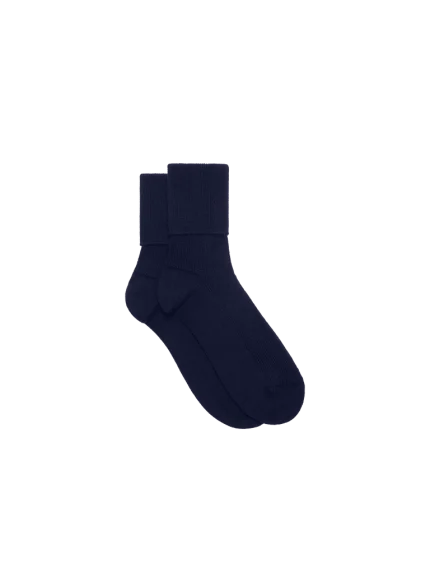 Cashmere Ribbed Ankle Socks - Dark Navy