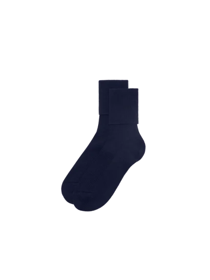 Cashmere Ribbed Ankle Socks - Dark Navy