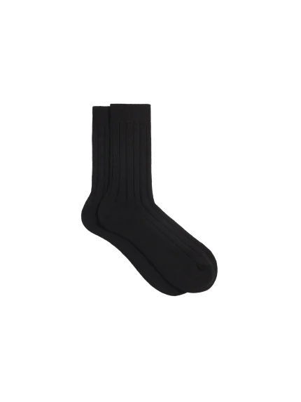 Cashmere Ribbed Socks - Black
