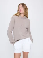 Womens Regenerative Merino Wool Hoodie - Stone Marl