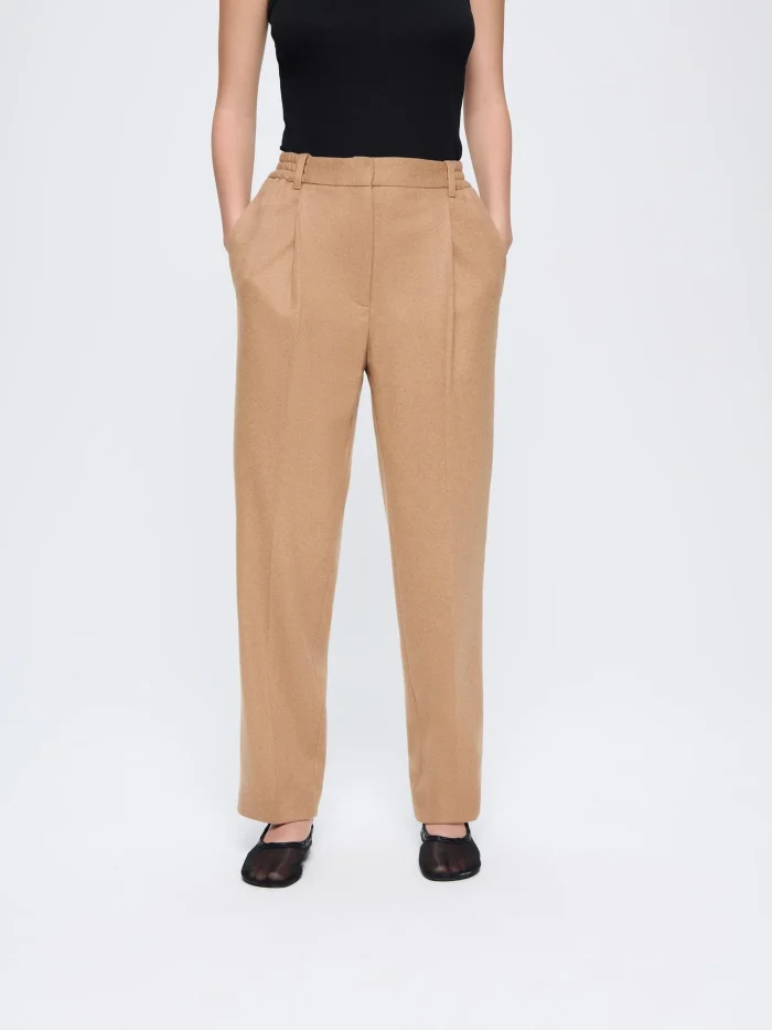 WOMENS RECYCLED WOOL TROUSERS - DESERT CAMEL