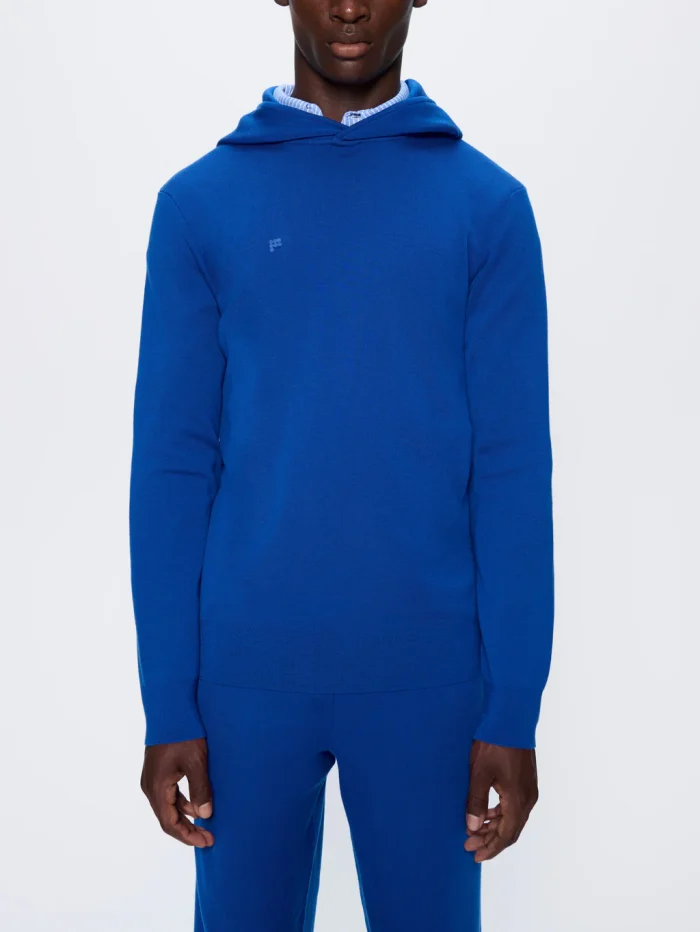 Mens Regenerative Merino Wool Hoodie - Earth Blue