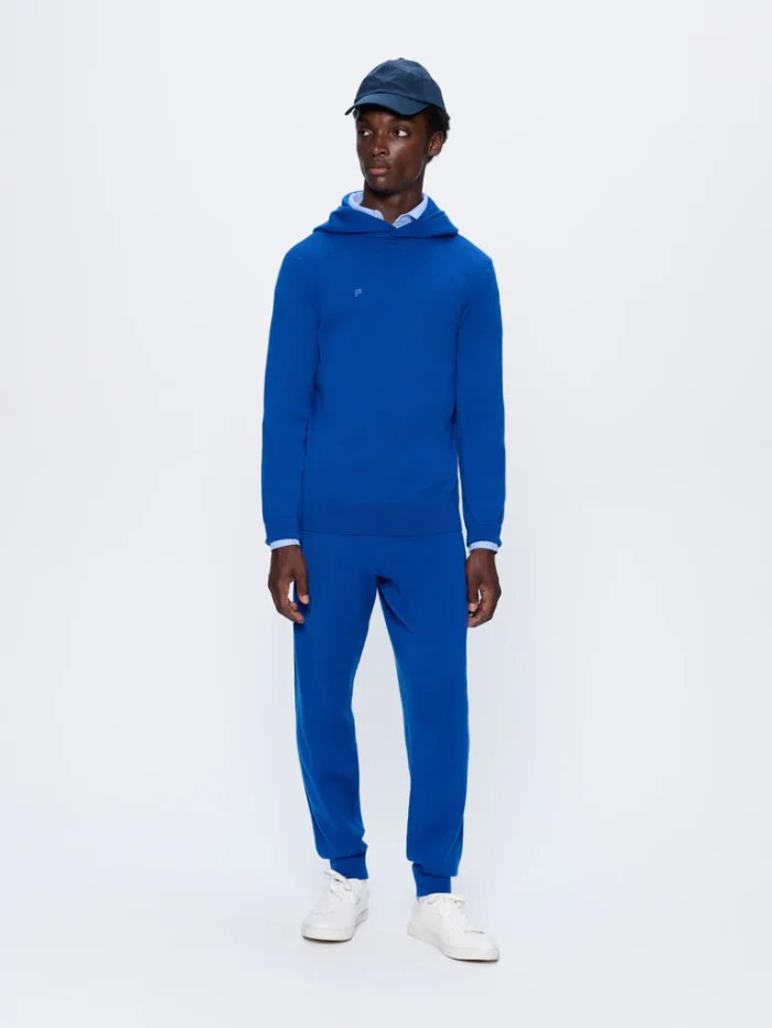 Mens Regenerative Merino Wool Hoodie - Earth Blue