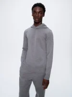 Mens Regenerative Merino Wool Hoodie - Grey Marl
