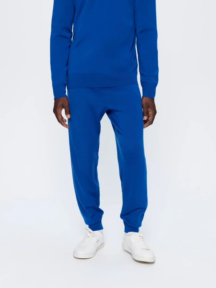 Mens Regenerative Merino Wool Track Pants - Earth Blue