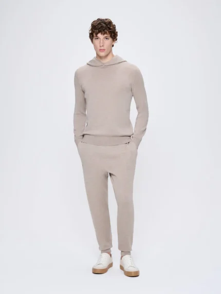 Mens Regenerative Merino Wool Track Pants - Stone Marl
