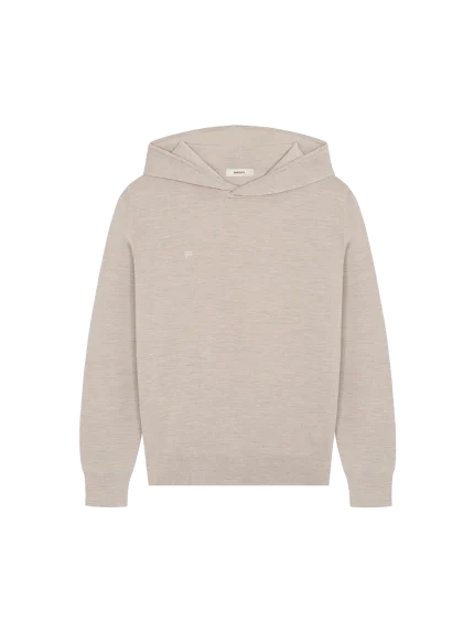 Mens Regenerative Merino Wool Hoodie - Stone Marl