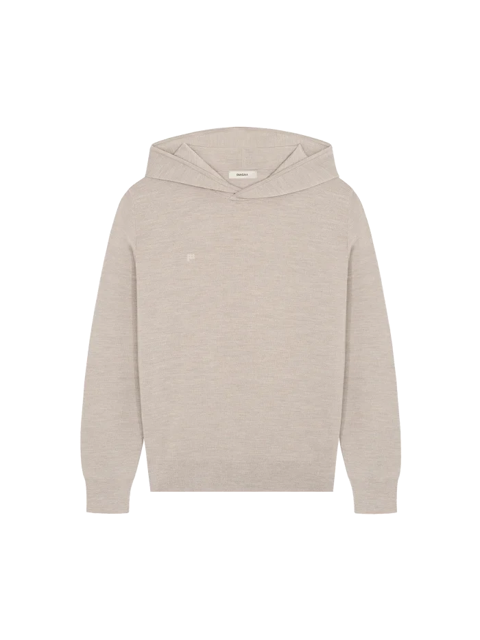 Womens Regenerative Merino Wool Hoodie - Stone Marl