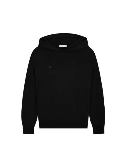 Mens Regenerative Merino Wool Hoodie - Black