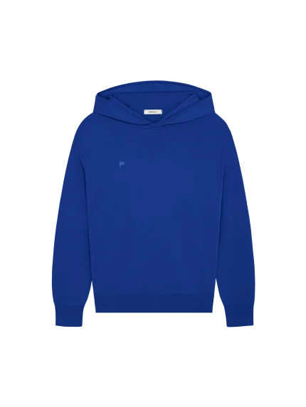 Mens Regenerative Merino Wool Hoodie - Earth Blue