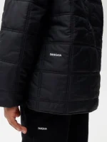 KID'S FLOWER-WARMTH QUILTED COLLARLESS JACKET - BLACK