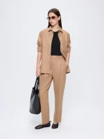 WOMENS RECYCLED WOOL TROUSERS - DESERT CAMEL