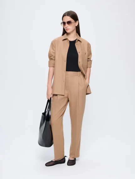 WOMENS RECYCLED WOOL TROUSERS - DESERT CAMEL