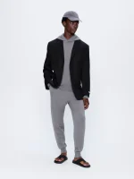 Mens Regenerative Merino Wool Track Pants - Grey Marl