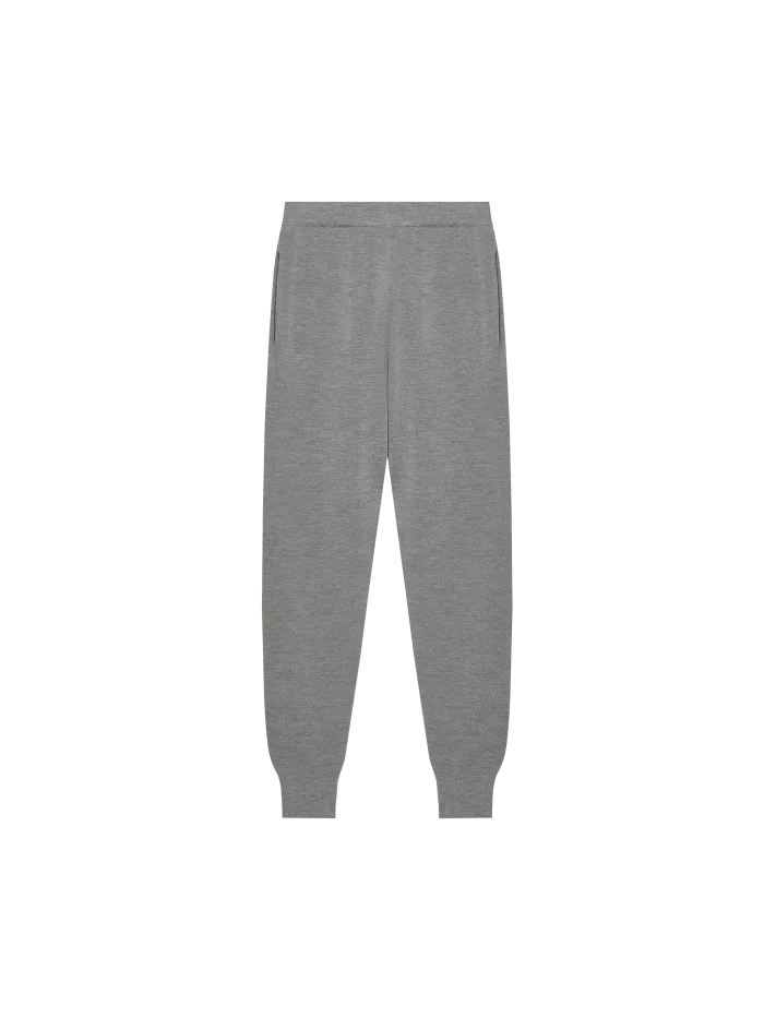 Mens Regenerative Merino Wool Track Pants - Grey Marl
