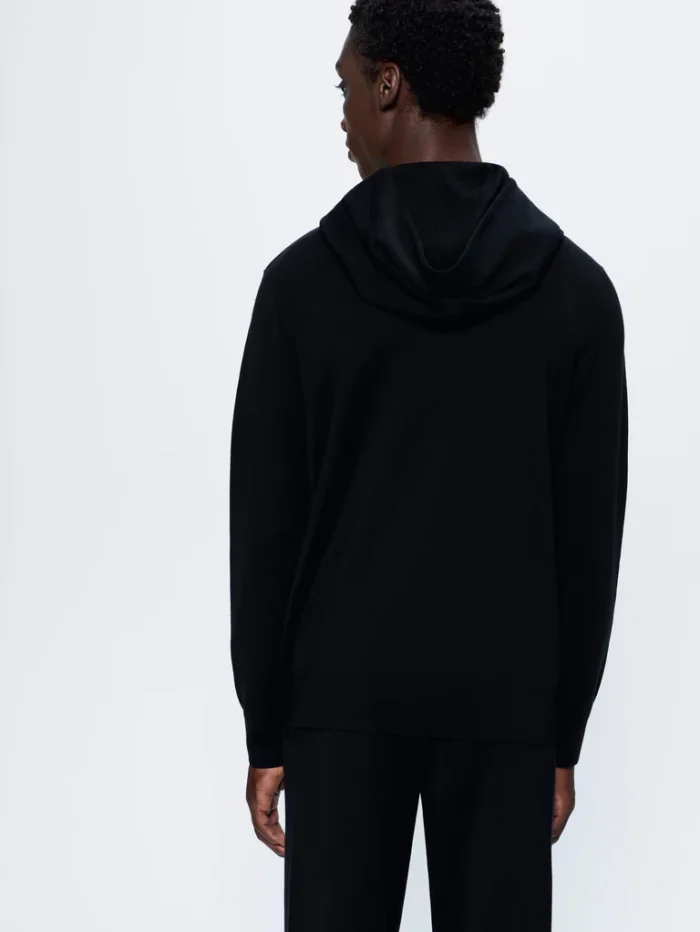 Mens Regenerative Merino Wool Hoodie - Black
