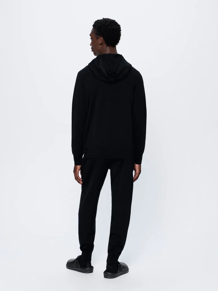 Mens Regenerative Merino Wool Hoodie - Black