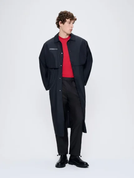 Mens Recycled Nylon Trench Coat - Black