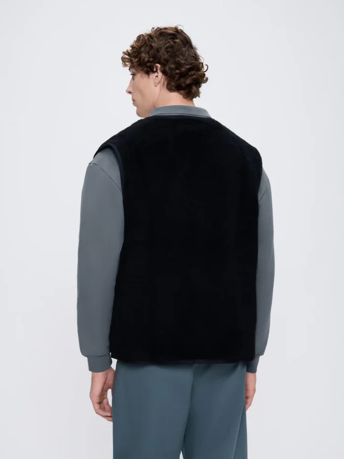 Mens Recycled Wool Fleece Gilet - Black