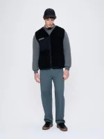 Mens Recycled Wool Fleece Gilet - Black