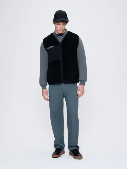 Mens Recycled Wool Fleece Gilet - Black