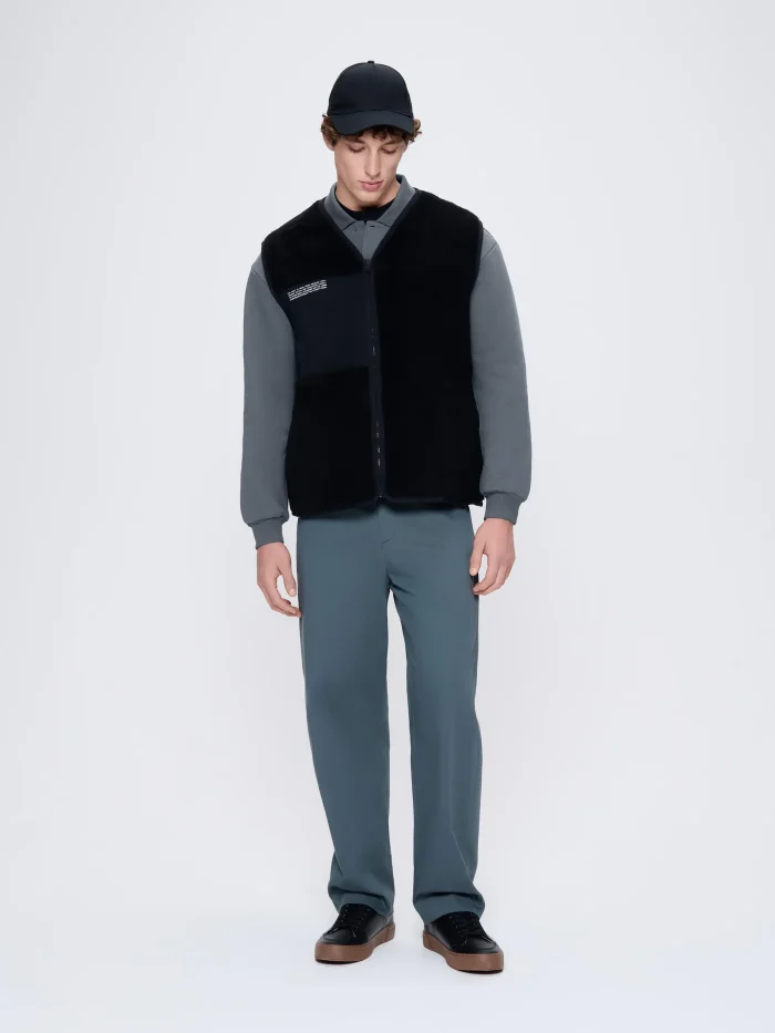 Mens Recycled Wool Fleece Gilet - Black