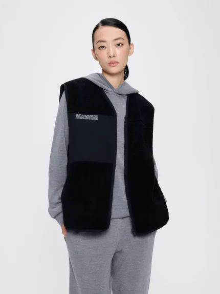 Womens Recycled Wool Fleece Gilet - Black