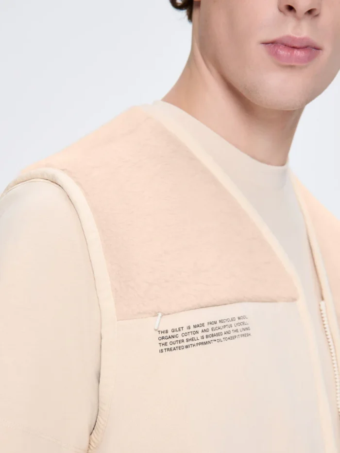 Mens Recycled Wool Fleece Gilet - Sand