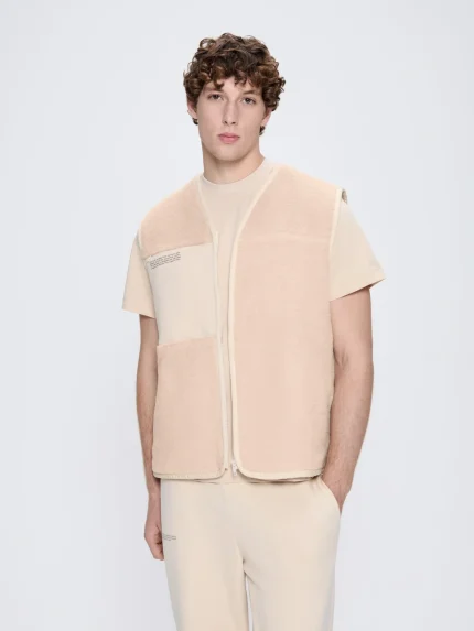 Mens Recycled Wool Fleece Gilet - Sand