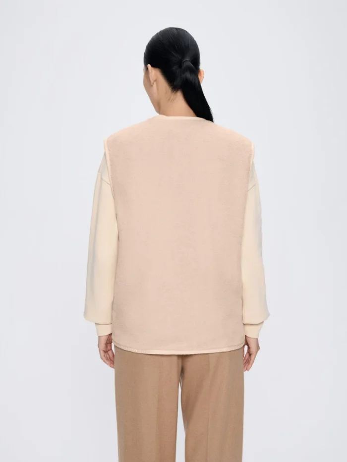 Womens Recycled Wool Fleece Gilet - Sand