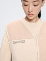 Womens Recycled Wool Fleece Gilet - Sand