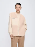 Womens Recycled Wool Fleece Gilet - Sand