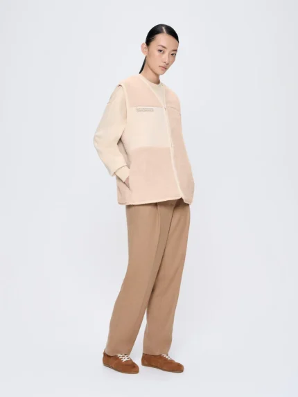 Womens Recycled Wool Fleece Gilet - Sand