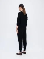 Womens Recycled Cashmere Track Pants - Black