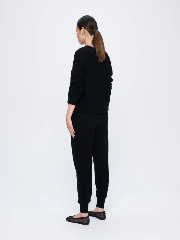 Womens Recycled Cashmere Track Pants - Black