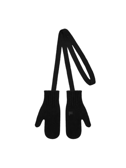 Recycled Cashmere Chunky Mittens - Black