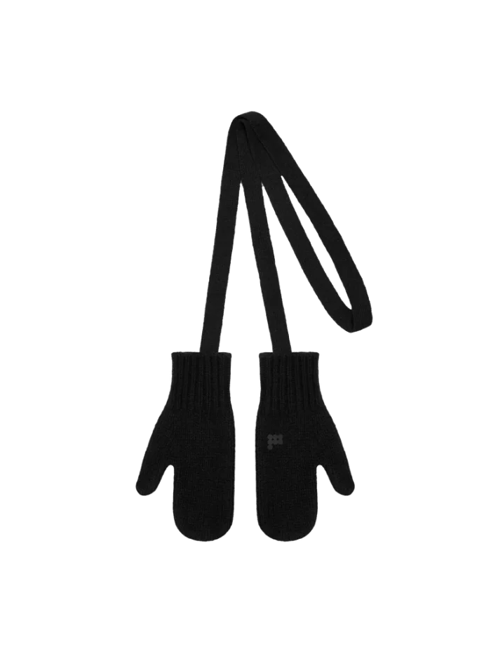 Recycled Cashmere Chunky Mittens - Black