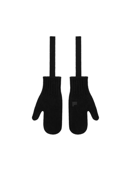 Recycled Cashmere Chunky Mittens - Black